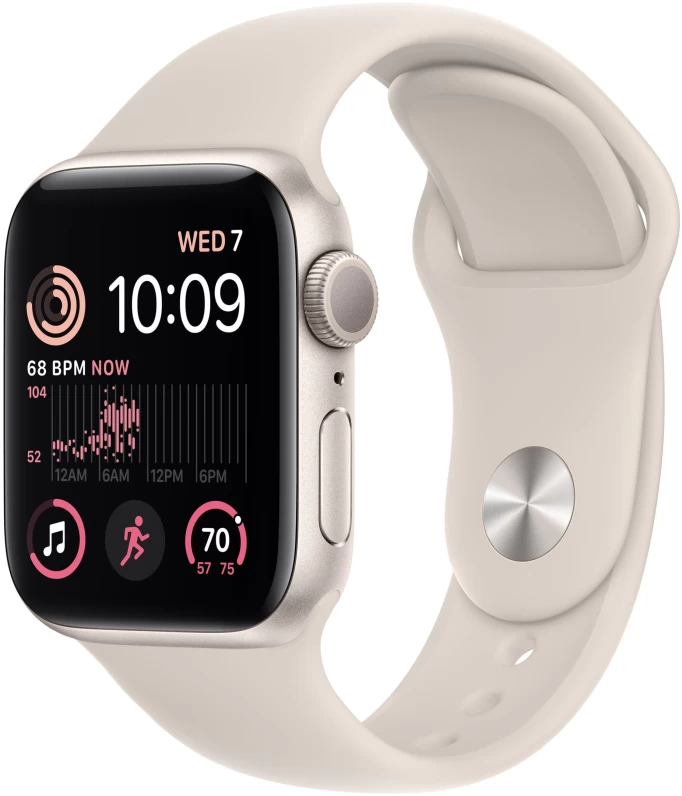 Apple Watch SE 2022, 40 mm, алюминий цвета "сияющая звезда", спортивный ремешок "сияющая звезда" (MNJP3)