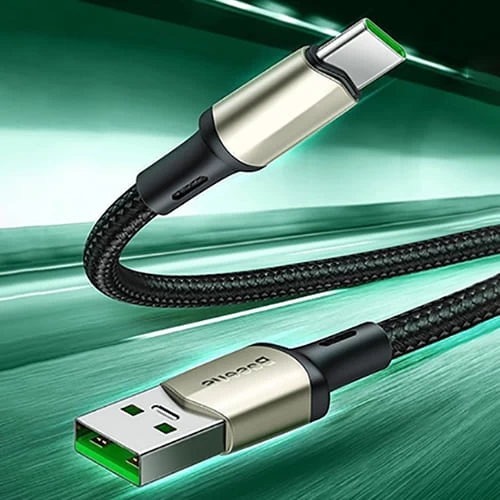 Кабель Baseus Cafule Cable USB - Type-C Support VOOC 1m, Зелёный (CATKLF-VA06)