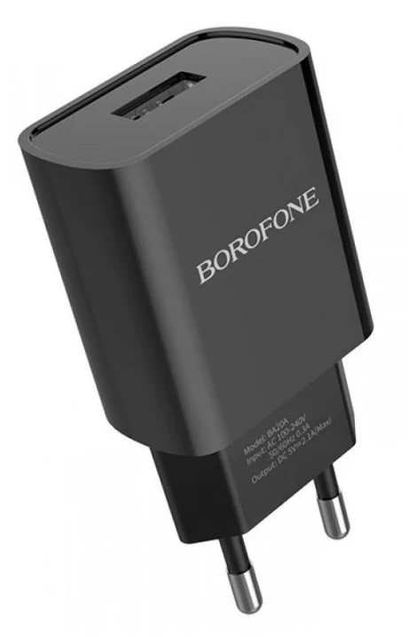 Сетевое зарядное устройство Borofone USB Travel Charger BA20A Lightning, чёрное