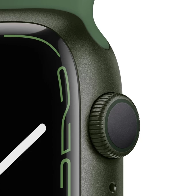 Apple Watch Series 7, 45 мм, алюминий зелёного цвета, спортивный ремешок "зелёный клевер" (MKN73)