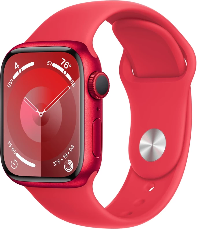 Apple Watch Series 9, 45 мм, алюминий цвета "(PRODUCT)RED", спортивный ремешок "(PRODUCT)RED", размер M/L (MRXK3)