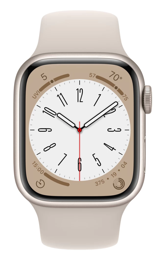 Apple Watch Series 8, 41 mm, алюминий цвета "сияющая звезда", спортивный ремешок "сияющая звезда" (MNP63)