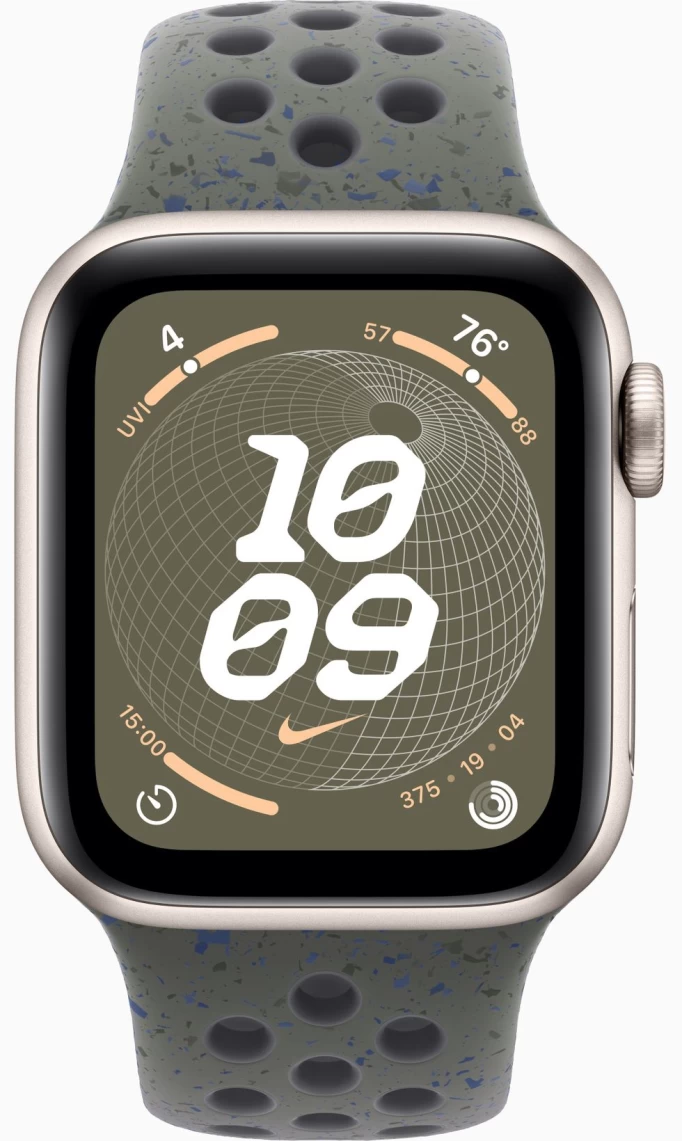 Apple Watch SE 2023, 40 мм, алюминий цвета "сияющая звезда", Cargo Khaki Nike Sport Band, размер M/L (MRTQ3)
