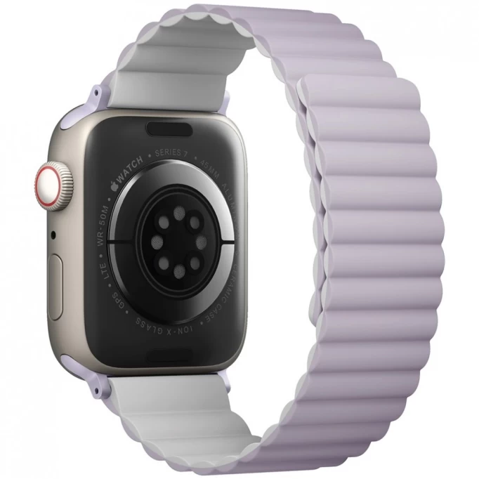 Ремешок Uniq Revix Reversible Magnetic Silicone Strap для Apple Watch 38/40/41мм, Лиловый, белый (41MM-REVLILWHT)