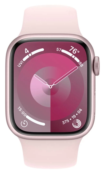 Apple Watch Series 9, 45 мм, розовый алюминий, спортивный ремешок нежно-розового цвета, размер M/L (MR9H3)