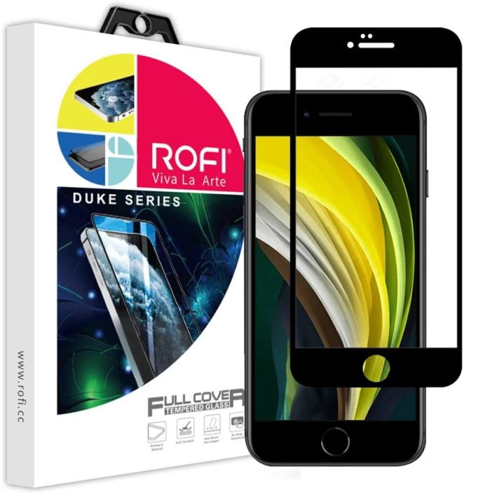 Защитное стекло Rofi Duke 2.5D для iPhone 8 / iPhone SE 2020 Полноразмерное, Чёрное